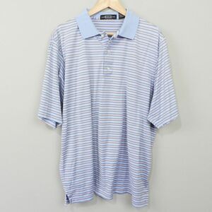Vintage Carnoustie Golf Polo Shirt Size XL Mercerized‎ Cotton Blue Striped Knit